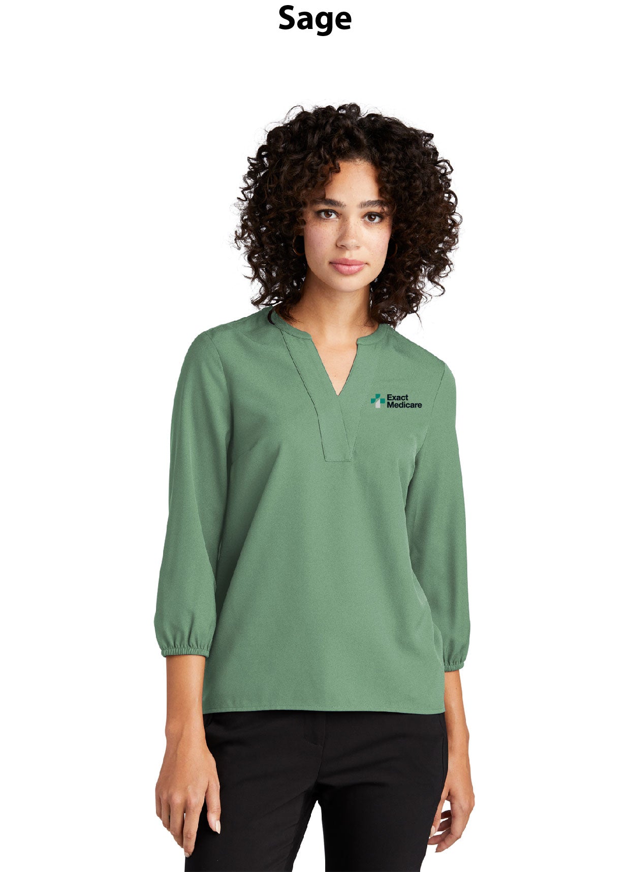 Mercer+Mettle Women's Stretch Crepe 3/4-Sleeve Blouse